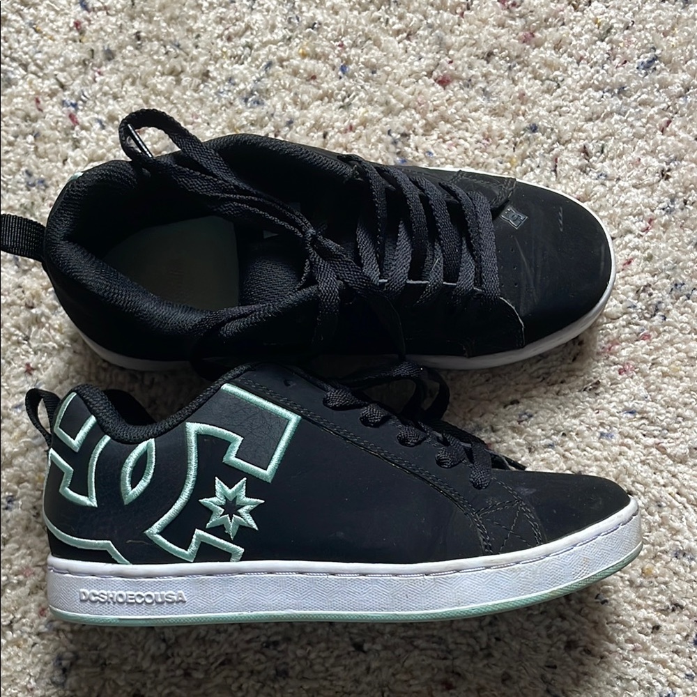 DC Black and Green Skate Sneakers with Suede Upper